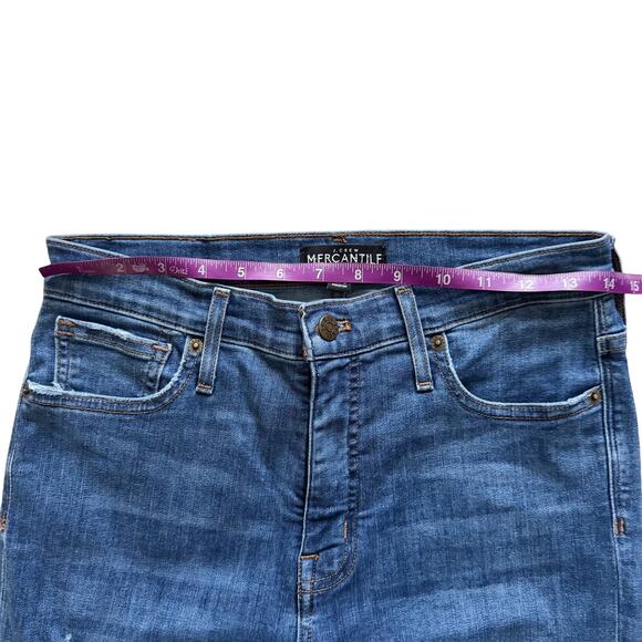 J. Crew Mercantile Jeans Women's Sz 28 Blue Skinny Ankle Distressed Grunge - Picture 8 of 14